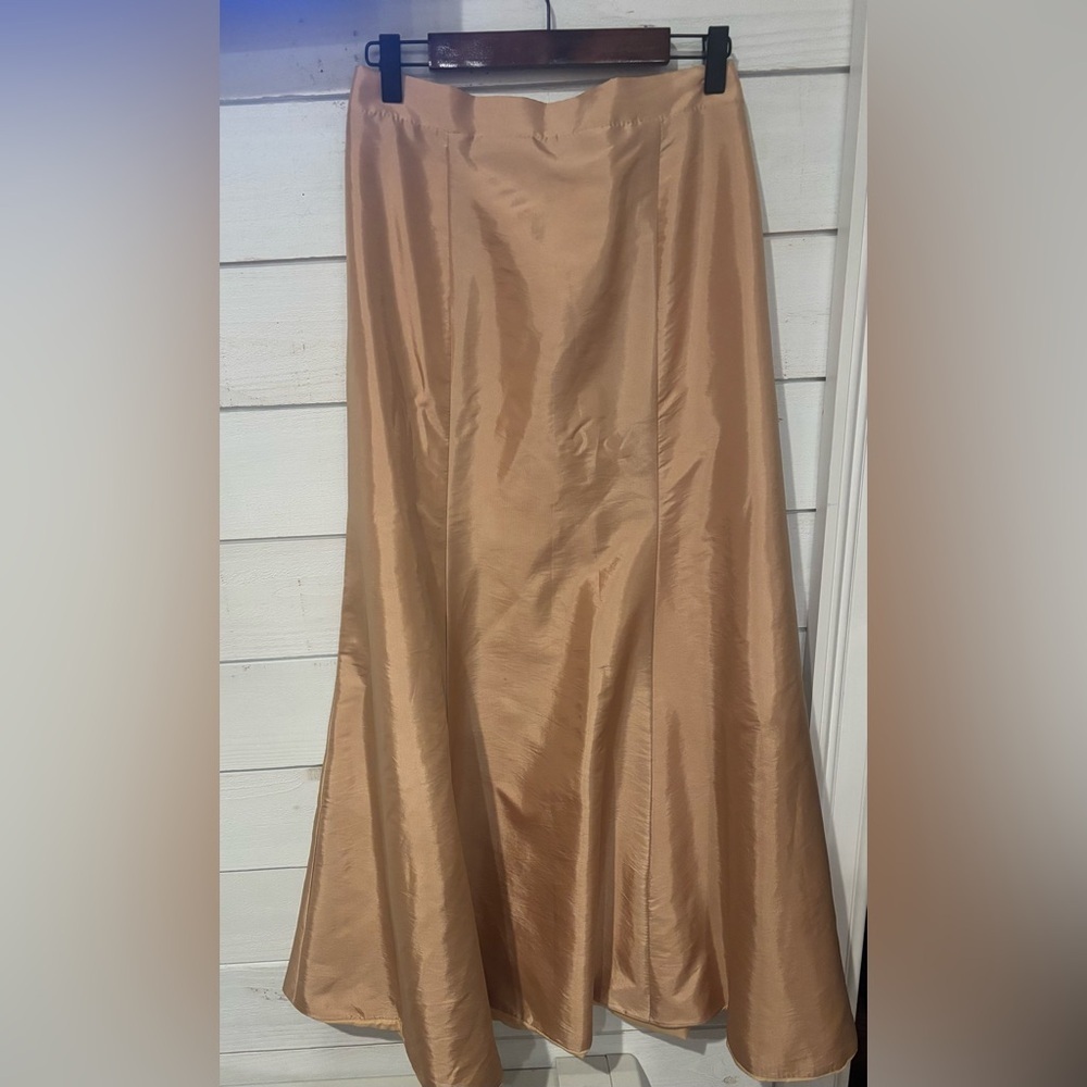 Satin Maxi Skirt in Camel Tan